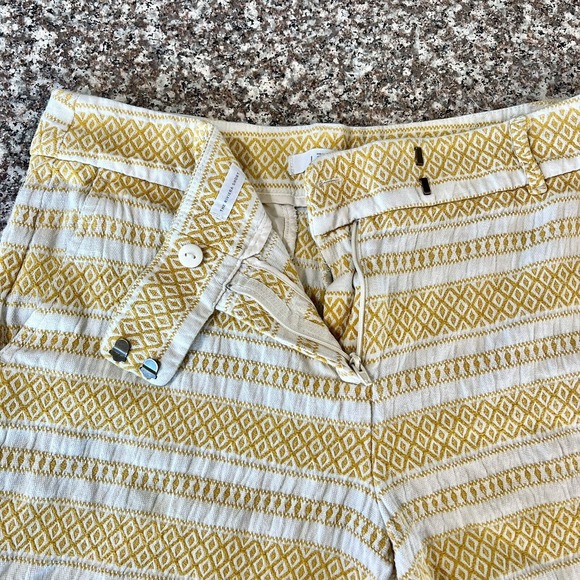 LOFT Ann Taylor Shorts Size 10 Yellow White Stripe Tweed Riviera Coastal Chic - Picture 8 of 12